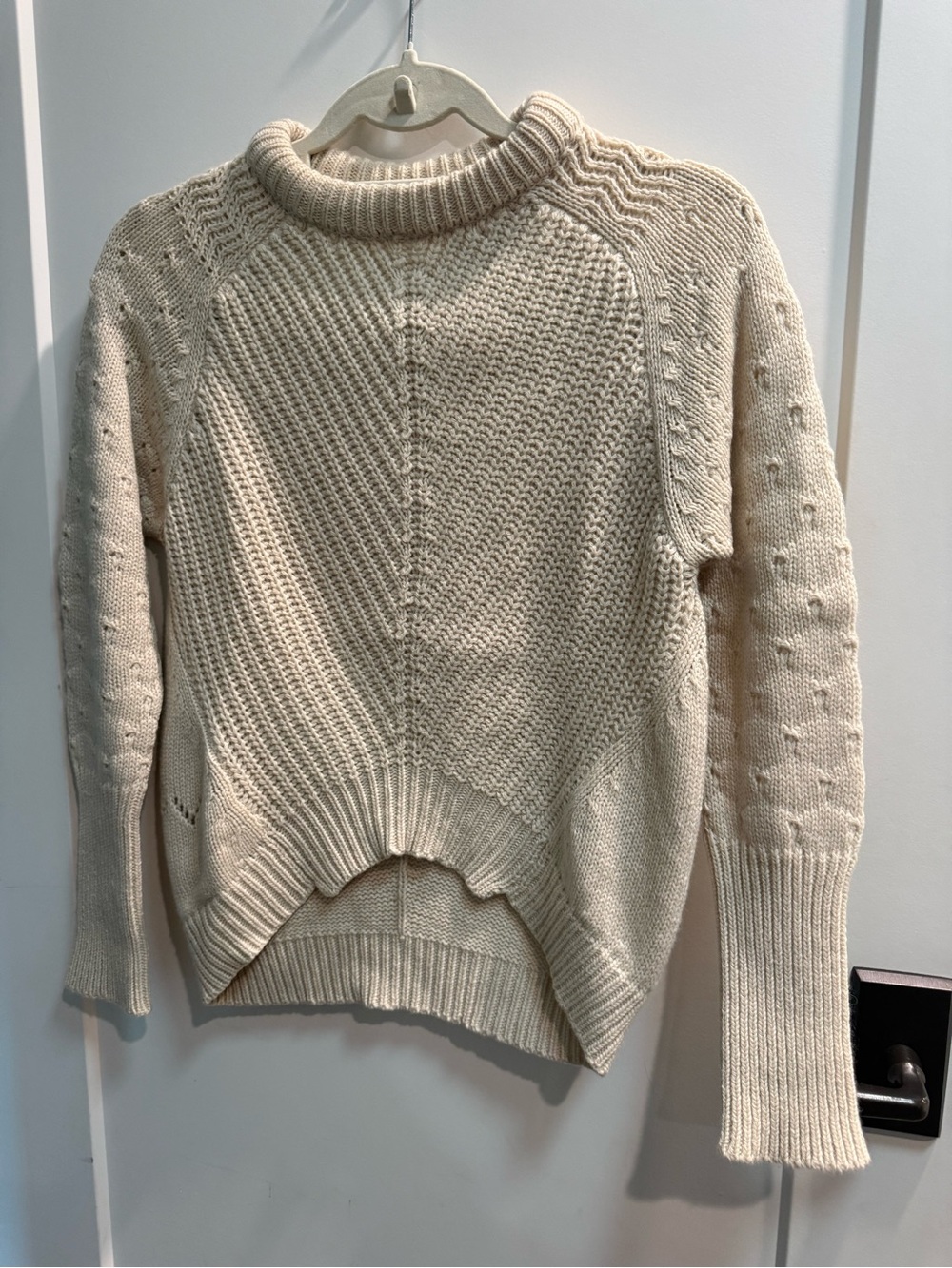 Zadig & Voltaire Cream Textured Cowl Neck Knit Sweater